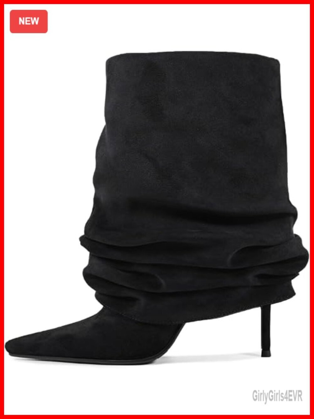Slouchy Ankle Boots, Pointed Toe Stiletto Heel Suede Pull-On Dress Boots